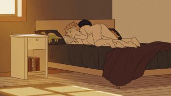 2boys amakara000 anal animated animated_gif ass barefoot bed bedroom black_hair blonde_hair kodomo_doushi closed_eyes feet heads_together lip_biting lying male_focus male_penetrated multiple_boys nude on_bed on_person on_stomach original pillow prone_bone sex sex_from_behind short_hair shota shoulder_grab soles testicles toes yaoi