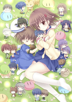 Rule 34 | 00s, 6+boys, 6+girls, absurdres, bear, botan (clannad), cat, chibi, clannad, dango daikazoku, everyone, fujibayashi kyou, fujibayashi ryou, furukawa akio, furukawa nagisa, furukawa sanae, garbage doll, highres, hiiragi kappei, ibuki fuuko, ibuki kouko, ichinose kotomi, koumura toshio, mana (10221125), md5 mismatch, miyazawa yukine, multiple boys, multiple girls, okazaki naoyuki, okazaki tomoya, okazaki ushio, resolution mismatch, sagara misae, sakagami tomoyo, school uniform, siblings, sisters, source larger, sunohara mei, sunohara youhei, time paradox, twins, yoshino yuusuke