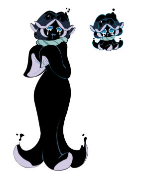 1boy black_hair black_skin black_tentacles blue_eyes blue_mouth bob_cut colored_skin cookie_run creature_and_personification crying crying_with_eyes_open dripping drooling full_body hands_up highres humanization ink male_focus mouth_drool open_mouth personification scarf simple_background squid_ink_cookie striped_clothes striped_scarf tears tentacle_arm tentacle_hair tentacle_hands tentacle_legs tentacles white_background