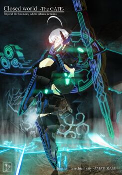 1girl ahoge aki003 arc_system_works blazblue eyepatch female_focus highres red_theme self-upload silver silver_hair solo