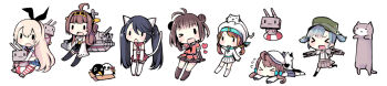 Rule 34 | > <, 10s, 6+girls, bird, black hair, black panties, black socks, blonde hair, blue hair, boots, box, brown hair, chibi, closed eyes, detached sleeves, error musume, failure penguin, girl holding a cat (kancolle), hair ornament, hair ribbon, hairband, isuzu (kancolle), kantai collection, kneehighs, kneeling girl (kancolle), konatsu miyu, kongou (kancolle), lifebuoy, long image, multiple girls, naka (kancolle), one eye closed, ooshio (kancolle), panties, penguin, rensouhou-chan, ribbon, school uniform, serafuku, shimakaze (kancolle), shoshinsha mark, simple background, socks, striped clothes, striped legwear, striped thighhighs, swim ring, thigh boots, thighhighs, underwear, white background, white legwear, wide image, zettai ryouiki