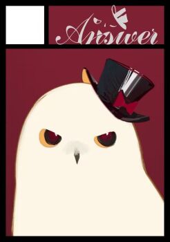 Rule 34 | ask (askzy), bird, bow, cover, hat, original, red background, red bow, red eyes, solo, white bird