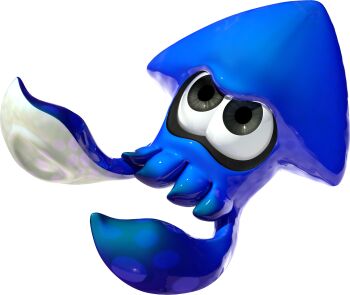 3d animal_focus artist_request black_eyes blue_theme full_body highres inkling inkling_(swim_form) looking_up nintendo no_humans official_art simple_background splatoon_(series) squid suction_cups tentacles third-party_source transparent_background