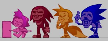 Rule 34 | amy rose, boots, dress, gloves, hammer, knuckles the echidna, m boi9798, majin sonic, medium hair, mole, multiple tails, shoes, smile, socks, sonic (series), sonic cd, sonic the hedgehog, sonic the hedgehog (classic), spiked hair, tail, tails (sonic), toy hammer, two tails, weird face