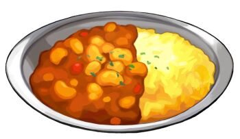 artist_request beans curry curry_rice food food_focus game_cg garnish nintendo no_humans official_art plate pokemon pokemon_swsh rice third-party_source transparent_background