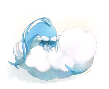 Rule 34 | altaria, beak, bird, closed eyes, closed mouth, commentary request, evolutionary line, feathers, fluffy, gen 3 pokemon, kurageeeee10, nintendo, no humans, pokemon, pokemon (creature), pokemon focus, simple background, swablu, white feathers