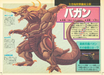 abs advance_communication_company anatomy bagan chart claws concept_art diagram dragon electricity energy glowing godzilla_(series) highres horns japanese_text kaiju muscular muscular_arms muscular_legs muscular_male muscular_other no_humans official_art pectorals science science_fiction sharp_teeth super_godzilla tail teeth thick_thighs thighs toho translation_request yoshida_minoru