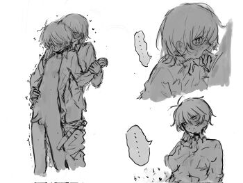 ... 2boys akinashi_haru animal_collar blush closed_eyes clothes_pull collar collared_shirt commentary_request dress_shirt feet_out_of_frame fellatio front-to-back greyscale groping guzi15613491 hand_on_another's_stomach heart highres holding_another's_wrist male_focus monochrome multiple_boys multiple_views nipples open_clothes open_shirt oral pants pants_pull penis saihate_eki shirt short_hair sketch spoken_ellipsis sweat tatsunami_shion testicles trembling twitching yaoi