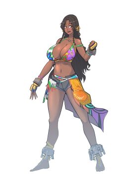 1girl absurdres bikini bikini_top_only breasts cleavage dark-skinned_female dark_skin escape1111 highres large_breasts long_hair miary_zo namco navel swimsuit tekken tekken_8