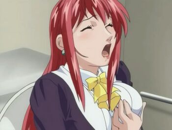 00s 1girl 2005 animated animated_gif anime_screenshot bible_black bible_black_only black_thighhighs blush book bow breasts caught_masturbating closed_eyes clothes_lift crossed_arms earrings female_focus female_masturbation fingering grabbing_another's_breast grabbing_own_breast groping holding holding_book jacket jewelry large_breasts lingerie lipstick lmakeup long_hair makeup masturbation mature_female open_mouth panties pantyhose pencil_skirt purple_eyes purple_jacket red_hair red_skirt shirt sitting skirt skirt_lift solo tagme takashiro_hiroko teacher thighhighs underwear upskirt white_shirt yellow_bow zettai_ryouiki