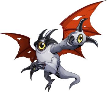 bandai claws deathmon demon demon_wings digimon digimon_(creature) digimon_new_century flying horns no_humans no_mouth official_art simple_background solo tail transparent_background wings yellow_eyes