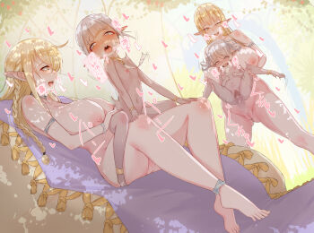 2futa 2girls age_difference ahegao anklet armlet bracelet breasts censored completely_nude dark-skinned_female dark_skin elf flat_chest futa_with_female futanari heart highres huge_breasts jewelry kajichan large_breasts loli mosaic_censoring multiple_futa multiple_girls nipples nude onee-loli open_mouth original penis pointy_ears pussy reverse_suspended_congress reverse_upright_straddle sex sex_from_behind small_breasts teeth upper_teeth_only