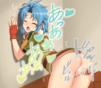 1boy 1girl anus ass bar_censor blue_hair breasts censored closed_eyes commentary_request cum cum_in_pussy eiyuu_densetsu fingerless_gloves gloves hetero highres hou_(hachiyou) josette_capua large_breasts large_variant_set open_mouth penis sex short_hair solo_focus sora_no_kiseki translation_request vaginal variant_set
