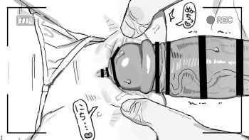 1boy 1girl bar_censor barbarian_tk battery_indicator censored greyscale hetero loli monochrome original penis recording