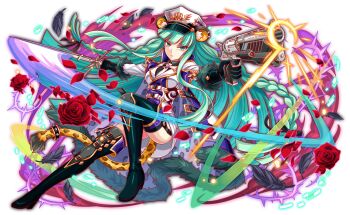 1girl animal_ear_fluff animal_ears animal_print anime_coloring artist_request attack belt belt_boots belt_buckle belted_coat belted_jacket black_belt black_boots black_feathers black_gloves blunt_bangs blunt_ends blunt_sidelocks boots braid breasts brooch buckle closed_mouth coat collar collared_jacket collared_shirt crash_fever elbow_gloves feathers finger_on_trigger firing flower frown full_body fur-trimmed_coat fur-trimmed_gloves fur_trim game_cg gloves gold_buckle green_collar green_eyes green_fur green_shirt grey_hair grey_thighhighs gun handgun hat high_collar high_heel_boots high_heels holding holding_gun holding_sword holding_weapon jacket jewelry latex latex_boots layered_sleeves legs_apart leopard_ears leopard_print leopard_tail long_hair long_sidelocks long_sleeves low-braided_long_hair low-tied_long_hair medium_breasts military_hat military_jacket military_uniform narrow_waist necktie number_print numbered official_art ose_(crash_fever) outline peaked_cap red_flower red_outline red_petals red_rose revolver ribbon rose shirt short_over_long_sleeves short_sleeves side_braids sidelocks skinny skirt slashing solo spiked_ring square square_print straight_hair sword tachi-e tail tail_ornament tail_ribbon thigh_boots thighhighs third-party_source transparent_background two-sided_coat two-sided_collar two-sided_fabric undershirt v-shaped_eyebrows very_long_hair weapon white_belt white_collar white_hat white_jacket white_necktie white_skirt white_sleeves wing_collar yellow_tail