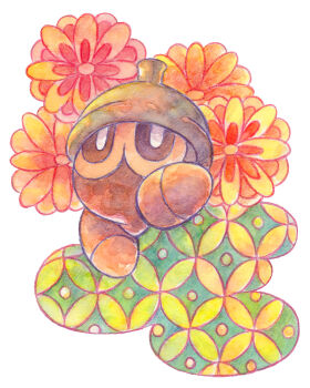 absurdres flower full_body gen_3_pokemon highres looking_at_viewer nintendo no_humans numagorou pokemon pokemon_(creature) seedot solo