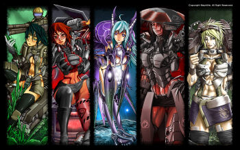 aqua_hair armor black_hair blonde_hair breasts brotherhood_of_nod command_&amp;_conquer global_defense_initiative green_hair gun miniskirt nephlite panties personification red_hair scrin skirt tagme underwear weapon