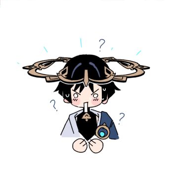 1boy ? adapted_costume aracanthus38633 black_bodysuit black_hair blank_eyes blue_cape blue_gemstone blunt_ends blush bodysuit cape circle_hands commentary confused cropped_torso english_commentary gem genshin_impact gold_halo japanese_clothes kimono looking_down male_focus nervous_sweating o_o open_mouth scaramouche_(genshin_impact) shoulder_peek solo straight-on sweat v-shaped_eyebrows vision_(genshin_impact) wanderer_(genshin_impact) white_background white_kimono wispy_bangs