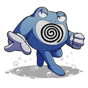 blue_skin bubble colored_skin full_body gen_1_pokemon gloves looking_at_viewer mistray-art nintendo no_humans pokemon pokemon_(creature) poliwrath signature simple_background solo white_background white_gloves