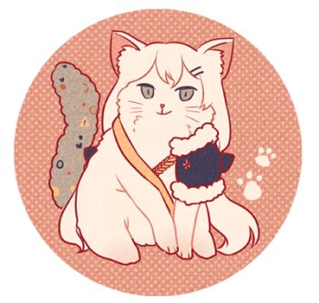 aiguillette capelet cat footprints girls&#039;_frontline grey_eyes long_hair lowres medal silence_girl smile solo svd_(girls&#039;_frontline) white_cat