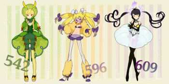 10s 3girls antennae bad_id bad_pixiv_id bare_shoulders bikini bikini_top_only black_hair blonde_hair bonnet bracelet chandelure earrings elbow_gloves galvantula gen_5_pokemon gloves high_heels jewelry l_hakase leavanny leg_warmers multiple_girls nintendo pantyhose personification pokedex_number pokemon pokemon_bw purple_eyes red_eyes shoes short_shorts shorts striped_clothes striped_legwear striped_pantyhose sunglasses swimsuit twintails vertical-striped_clothes vertical-striped_legwear vertical-striped_pantyhose yellow_eyes
