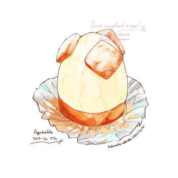 artist_name bluesky_username commentary_request dated diamond_(shape) food food_focus highres no_humans original pastry signature simple_background soramaru_ell sparkle too_many_watermarks translation_request twitter_username watermark white_background