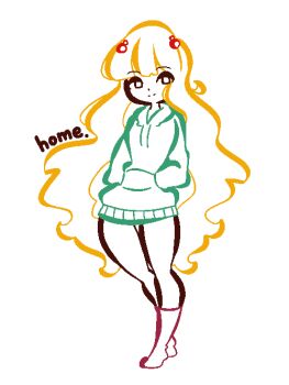 1girl full_body hair_bobbles hair_ornament highres hood hoodie konekokujo long_hair looking_at_viewer original smile solo standing very_long_hair