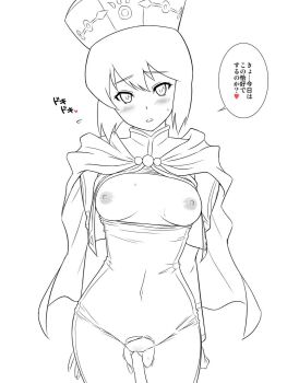 breasts breasts_out cape chloe_valens facing_viewer hat highres kiikii_(kitsukedokoro) monochrome pantyhose partially_undressed pussy tales_of_(series) tales_of_legendia torn_clothes torn_pantyhose translation_request