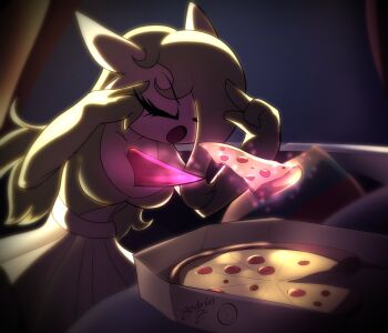 1girl :o alternate_hair_length alternate_hairstyle breasts cleavage colored_skin commentary cowboy_shot english_commentary eyelashes fingers_to_head food gardevoir gen_3_pokemon glowing green_hair hair_between_eyes hair_over_one_eye highres long_bangs long_hair man_levitating_pizza_(meme) medium_breasts meme nintendo one_eye_covered open_mouth pizza pizza_box pizza_slice pokemon pokemon_(creature) solo telekinesis white_skin zedrin