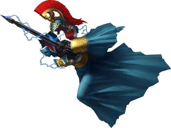 Rule 34 | absurdres, ancient greek clothes, attic helmet, blue dress, dress, electricity, greco-roman clothes, helmet, highres, no humans, official art, palladion (persona), persona, persona (summon), persona 3, simple background, soejima shigenori, solo, third-party source, transparent background