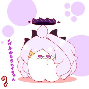 ahoge bespectacled blue-framed_eyewear blue_archive blush chibi closed_mouth colored_shadow commentary_request full_body glasses grey_hair hair_ornament hairclip halo hand_up highres hina_(blue_archive) horns kurukurumagical long_hair motion_lines parted_bangs purple_eyes semi-rimless_eyewear shadow single_hair_intake smile solo standing translation_request under-rim_eyewear very_long_hair white_background