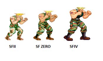 1990s_(style) capcom evolution guile lowres male_focus pixel_art street_fighter street_fighter_ii_(series) street_fighter_iii_(series) street_fighter_iv_(series) street_fighter_zero_(series)