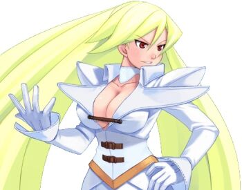 1girl aq_interactive arcana_heart arcana_heart_3 artist_request atlus blonde_hair bodysuit examu long_hair mildred_avallone simple_background tagme white_background