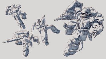 aiming army beam_rifle cable char's_counterattack commentary_request concept_art energy_gun fusion geara_doga geara_zulu gundam gundam_unicorn highres hizack holding holding_weapon kou_(mechalog) mecha mecha_focus mobile_suit mobile_suit_gundam multiple_views neo_zeon no_humans one-eyed_mecha original redesign robot science_fiction shield titans_(gundam) weapon zaku_ii zeon zero_gravity zeta_gundam