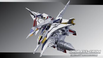 3d absurdres commentary_request earth_federation flying gradient_background gundam gundam_hathaway's_flash highres inviter_oro machinery mecha mecha_focus mobile_suit no_humans penelope_(hathaway's_flash) robot shield signature transformation