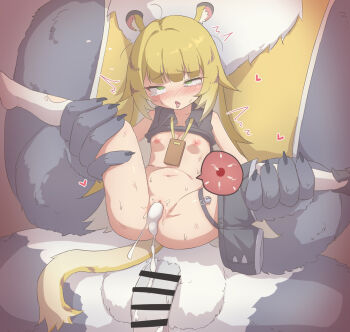 1boy 1girl after_rape after_vaginal aftersex ahegao animal_ears bar_censor black_shirt black_shorts blonde_hair blush censored clothes_lift cum cum_in_pussy cumdrip dot_nose empty_eyes eyebrows_hidden_by_hair eyelashes feet_out_of_frame fertilization flaccid flat_chest furry furry_male furry_with_non-furry girl_on_top green_eyes hetero highres huge_testicles impregnation interspecies jallass ju_fufu loli long_hair mihoyo mind_break navel nipples open_mouth ovum pan_yinhu penis pussy red_background rolling_eyes shirt shirt_lift shorts shorts_around_one_leg simple_background sitting sitting_on_person size_difference sleeveless sleeveless_shirt socks solo_focus sperm_cell spread_legs tail tears testicles tiger_ears tiger_girl tiger_tail tongue tongue_out torn_clothes torn_socks white_socks wide_spread_legs zenless_zone_zero