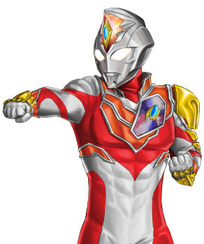 Rule 34 | 1boy, abs, absurdres, alien, armor, asymmetrical armor, breastplate, clenched hands, color timer, colored skin, commentary, compound eyes, cowboy shot, crystal, dorsal fin, english commentary, forehead jewel, giant, giant male, glowing, glowing eyes, highres, looking at viewer, male focus, multicolored skin, muscular, muscular male, neo phantom, no pupils, outstretched arm, pectorals, red skin, ribs, shoulder armor, shoulder pads, silver skin, simple background, single shoulder pad, solo, tokusatsu, two-tone skin, ultra series, ultraman decker, ultraman decker (series), ultraman decker (strong type), white background, white eyes, wrinkled skin