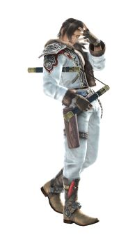 1boy 3d absurdres clock full_body highres kawano_takuji male_focus maxi_(soulcalibur) nunchaku official_art pirate shoes solo soul_calibur soulcalibur_v weapon
