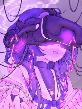 1girl :o absurdres blue_archive cable cardigan distorted_halo hairband halo head-mounted_display highres jewelry mind_control neckerchief necklace open_mouth sailor_collar school_uniform serafuku sweater turtleneck turtleneck_sweater ui_(blue_archive) wire wu-234