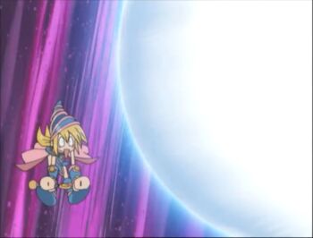 anime_screenshot arm_warmers blonde_hair blue_eyes dark_magician_girl hat highres holding holding_wand non-web_source sleeveless wand witch_hat yu-gi-oh!