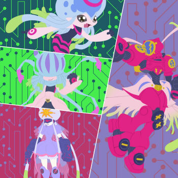 Rule 34 | amphimon, android, armor, digimon, digimon (creature), diving suit, evolutionary line, full armor, gynoid, highres, jellyfish girl, jellymon, mask, mecha girl, monster girl, no eyes, robot girl, tentacle hair, tentacles, teslajellymon, thetismon