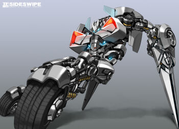 arm_blade blue_eyes corvette glowing glowing_eyes humanoid_robot machine mecha no_humans robot sideswipe tanaka_(cow) transformers transformers:_revenge_of_the_fallen transformers_(live_action) weapon wheeled_leg(s)