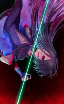 1boy blood brown_hair dark-skinned_male dark_skin death decapitation detached_arm glutton guro highres lye_batenkaitos non-web_source re:zero_kara_hajimeru_isekai_seikatsu sharp_teeth solo teeth