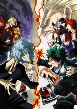 2girls 6+boys all_for_one_(boku_no_hero_academia) all_might anime_coloring aqua_bodysuit armor artist_request bags_under_eyes bakugou_katsuki bare_shoulders belt black_hair black_hat black_pants black_sclera black_shirt blonde_hair blue_coat blue_eyes blue_gloves blue_hair blunt_bangs blush_stickers bodysuit boku_no_hero_academia bolo_tie brooch brown_eyes brown_hair burn_scar buttons cardigan cheek_piercing clenched_teeth coat collarbone colored_sclera covered_eyes covered_face dabi_(boku_no_hero_academia) double-breasted double-parted_bangs ear_piercing exposed_muscle eye_contact face_piercing film_grain fingernails floating_hair freckles from_side frown furrowed_brow glasses gloves green_eyes green_gloves green_hair grey_background grey_eyes grey_gloves grin hair_between_eyes hair_bun hair_over_one_eye hair_slicked_back hands_up hat hat_feather hat_ribbon heterochromia high_collar highres iida_tenya jewelry key_visual lapels long_bangs long_neck long_sleeves looking_at_another looking_to_the_side mask mask_around_neck medium_hair messy_hair midair midoriya_izuku mole mole_under_mouth mouth_mask mr._compress multicolored_hair multiple_boys multiple_girls multiple_piercings multiple_scars muscular muscular_(boku_no_hero_academia) muscular_male neckerchief no_shirt nose official_art open_mouth opposing_sides orange_gloves outstretched_arm overcoat pants parted_hair parted_lips piercing profile projected_inset promotional_art red_eyes red_footwear red_hair red_neckerchief red_ribbon red_tank_top ribbon sanpaku scar scar_on_face scar_on_neck scowl serious severed_hand sharp_teeth shigaraki_tomura shirt shoes short_bangs short_eyebrows short_hair sidelocks sideways_glance sideways_mouth sleeveless smile sneakers spiked_hair split-color_hair split_screen spoilers stapled swept_bangs t-shirt tank_top teeth thick_eyebrows todoroki_shoto toga_himiko toned toned_male top_hat two-tone_gloves two-tone_hair upper_body uraraka_ochako v-neck white_background white_hair white_shirt yagi_toshinori yellow_cardigan yellow_coat yellow_eyes