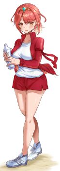 1girl absurdres alternate_costume highres kenichiart pyra_(xenoblade) red_eyes red_hair solo sportswear xenoblade_chronicles_(series) xenoblade_chronicles_2