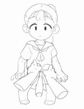 1boy 1girl animated animated_png cum cum_on_body cum_on_clothes disembodied_hand disembodied_penis dui_(duihan) ejaculation expressionless facial full_body hetero leg_grab lineart loli looking_at_viewer monochrome neckerchief original penis ponytail pov school_uniform serafuku tagme tareme thigh_sex