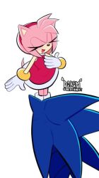 1boy 1girl amy_rose animated audible_music blush closed_eyes cuffs daeream eyelashes furry furry_female furry_male fuzzy_handcuffs gloves hand_on_another&#039;s_face handcuffs hands_on_own_face sabrina_carpenter simple_background smile sonic_(series) sonic_the_hedgehog sound sweat tagme tail video white_background white_gloves