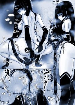 1girl afterimage anal anal_beads anal_object_insertion arrow_(symbol) ass back backboob bare_shoulders black_hair black_thighhighs blunt_bangs blush breasts choker cleavage_cutout clothing_aside clothing_cutout commission deep_insertion dildo elbow_gloves eyelashes feet_out_of_frame female_ejaculation female_masturbation from_behind gloves heart high_heels hime_cut holding holding_sex_toy imminent_penetration kikimetal large_breasts legs_apart long_hair looking_back looking_down masturbation medium_breasts motion_lines no_socks object_insertion original panties panties_aside pumps pussy self_exposure sequential sex_toy skeb_commission solo sound_effects squatting standing thick_thighs thighhighs thighs thong trembling underwear wedge_heels