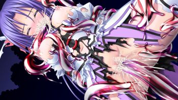 1girl blush breasts censored closed_eyes cum cum_in_mouth cum_in_pussy dutch_angle fellatio game_cg higuchi_isami large_breasts large_variant_set long_hair magical_girl mahou_shoujo_sae mosaic_censoring murakami_shizuru nipples non-web_source official_art oral purple_hair pussy rape solo spread_legs tears tentacle_sex tentacles thighhighs torn_clothes vaginal variant_set