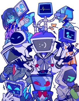 +++ black_gloves black_hair black_jacket canti character_request claws closed_mouth com_z_(mindhack) commentary_request copyright_request crossover echo_(vocaloid) eve_(wall-e) extra_arms fang flcl friday_night_funkin&#039; gloves grin hair_between_eyes hazbin_hotel hellaverse hex_(friday_night_funkin&#039;) highres hood hood_up jacket karen_(spongebob) kurusu_makina_(milky_galactic_universe) mikiwo_eko53 milky_subway mindhack multiple_crossover necktie object_head red_necktie robot sailor_collar school_uniform serafuku simple_background skibidi_toilet_(series) skin_fang smile spongebob_squarepants_(series) television trait_connection tv_man_(skibidi_toilet) vox_(hazbin_hotel) wall-e white_background